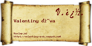 Valentiny Éva névjegykártya